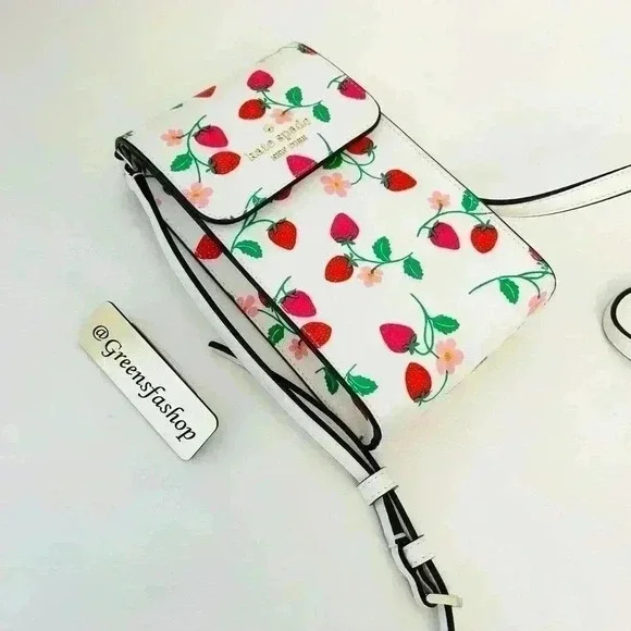 Kate Spade Purse Strawberry Vine North South Phone Crossbody - Picture 6 of 10